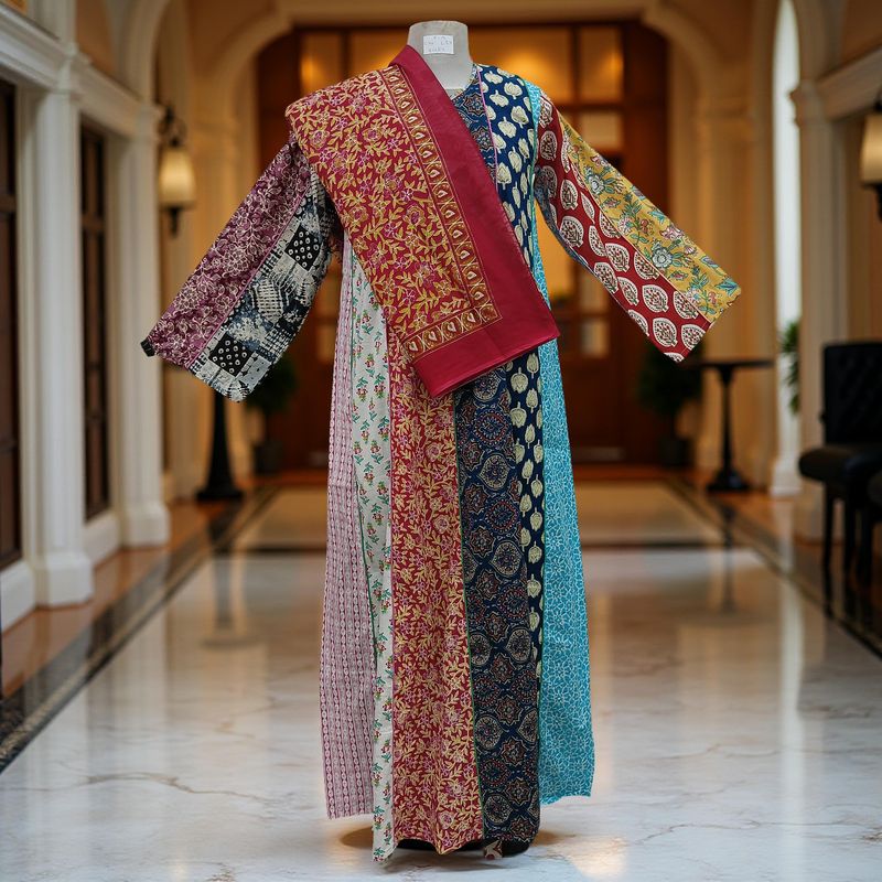 S/M Malaysia Printed Cotton Dress 57" Long Jalabiya With Sheila