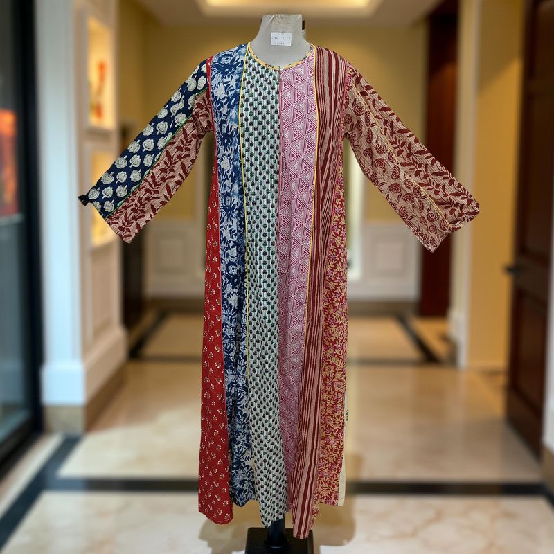 S/M Malaysia Printed Cotton Dress 57" Long Jalabiya