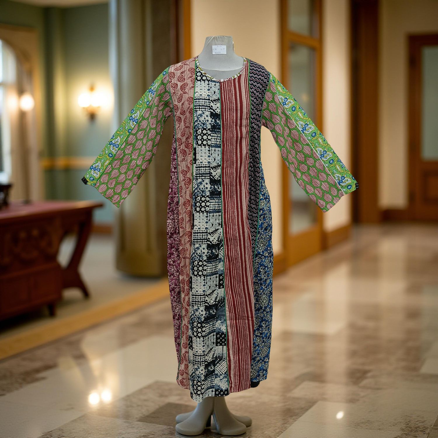 S/M Malaysia Printed Cotton Dress 57" Long Jalabiya