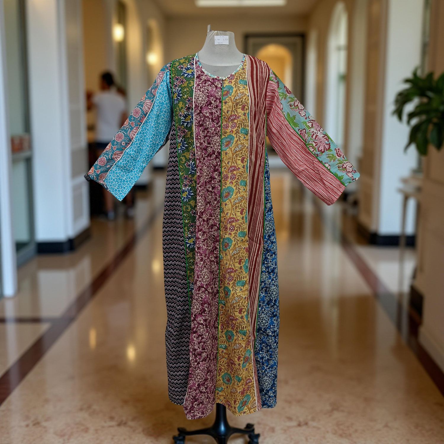 S/M Malaysia Printed Cotton Dress 57" Long Jalabiya