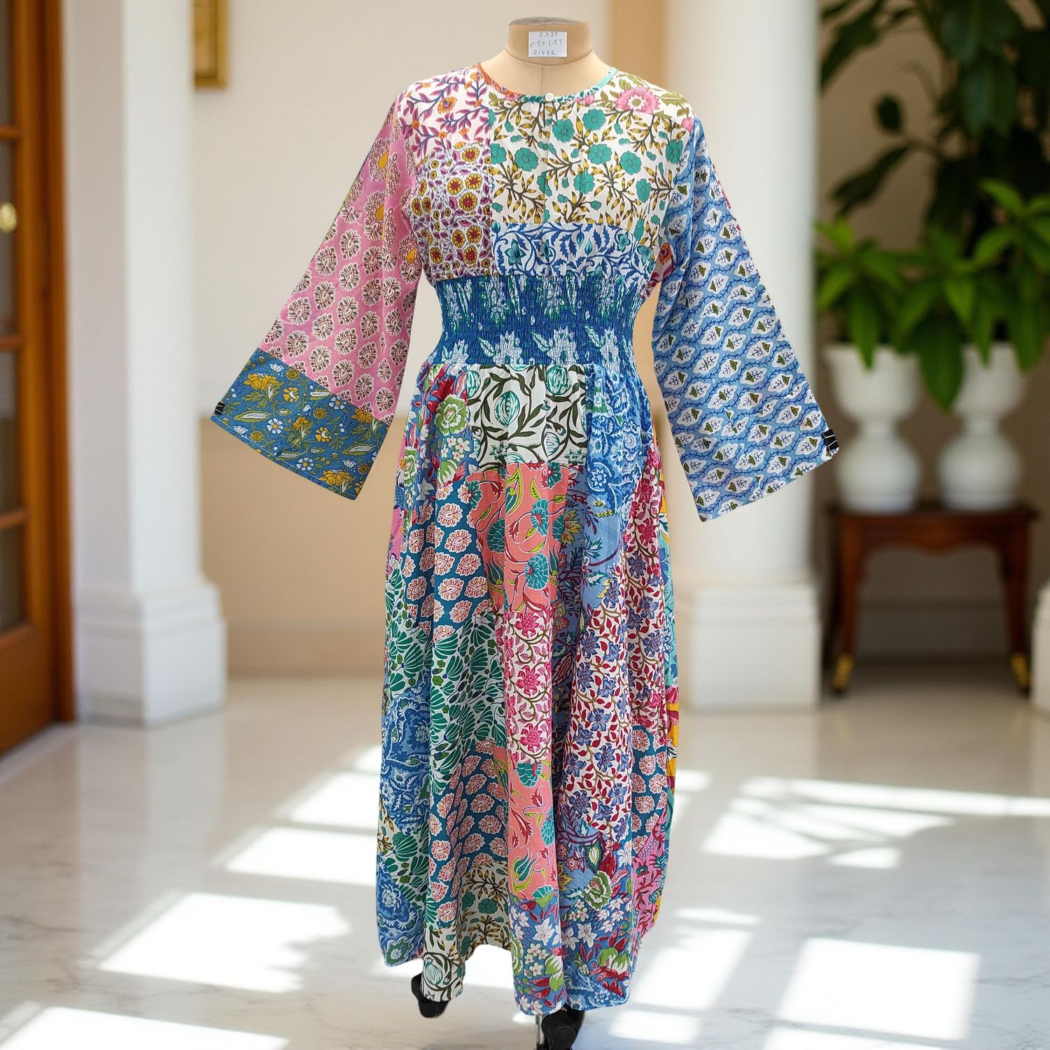 2XL/3XL Musira Printed Cotton Dress 57" Long Jalabiya