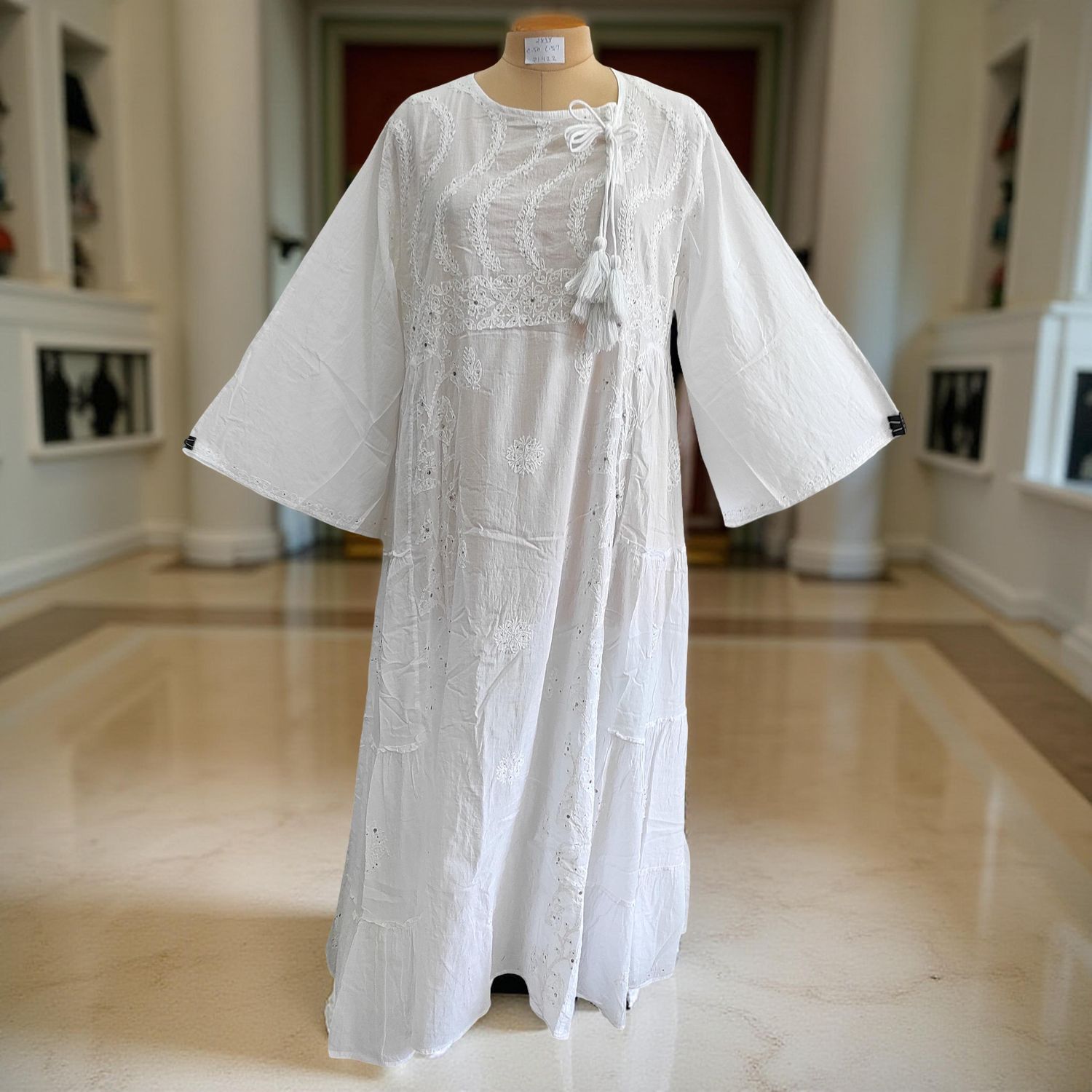 2XL/3XL Cindrella Embroidery Cotton Dress 57" Long Jalabiya