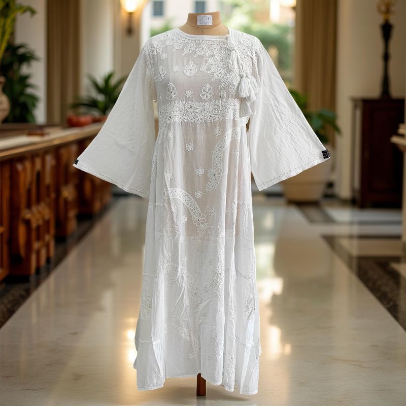 L/XL Cindrella embroidery Cotton Dress 57" Long Jalabiya