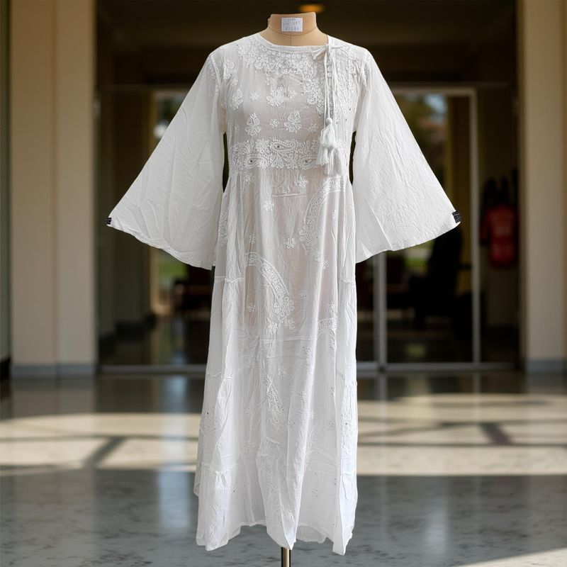 L/XL Cindrella embroidery Cotton Dress 57" Long Jalabiya