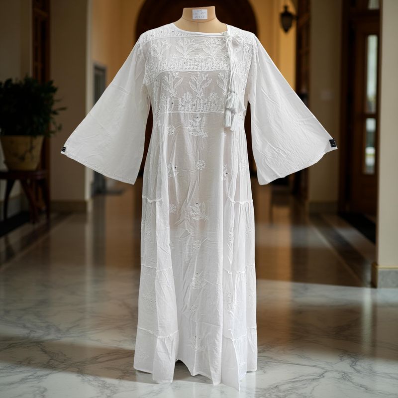 L/XL Cindrella embroidery Cotton Dress 57" Long Jalabiya