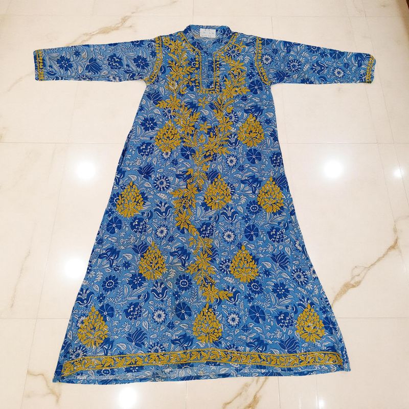 8-9 Year Embroidery Sofi Cotton Girls Dress 42" Long Jalabiya