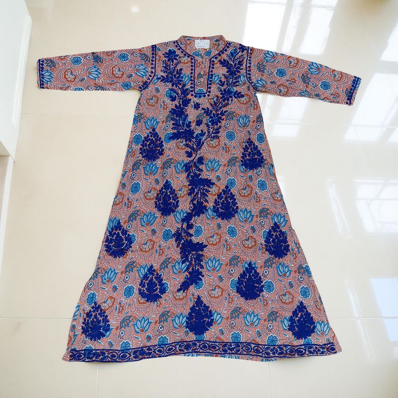8-9 Year Embroidery Sofi Cotton Girls Dress 42" Long Jalabiya