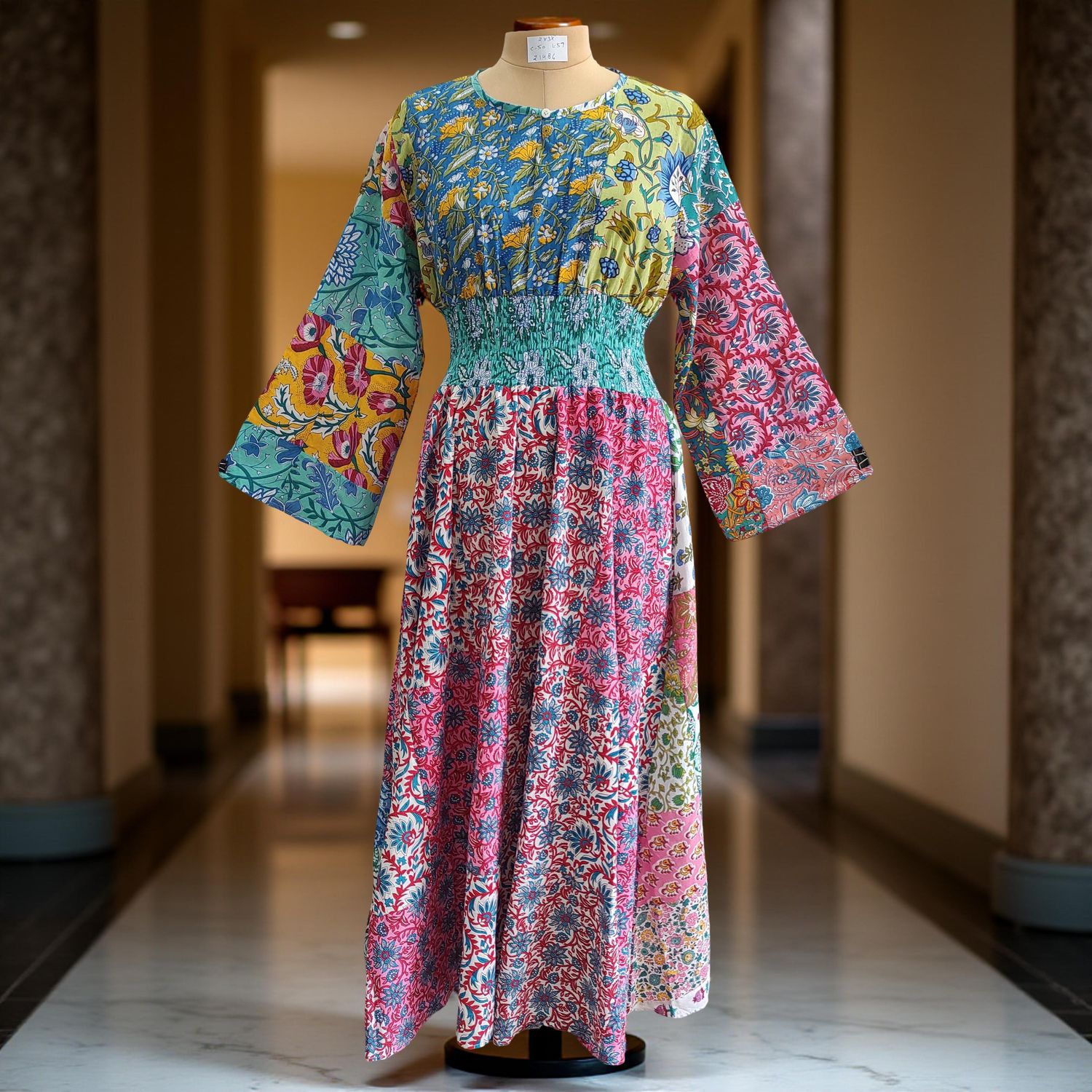 2XL/3XL Musira Printed Cotton Dress 57" Long Jalabiya