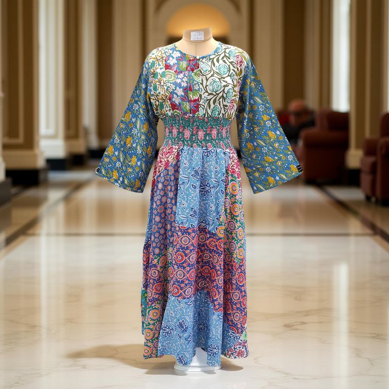 2XL/3XL Musira Printed Cotton Dress 57" Long Jalabiya