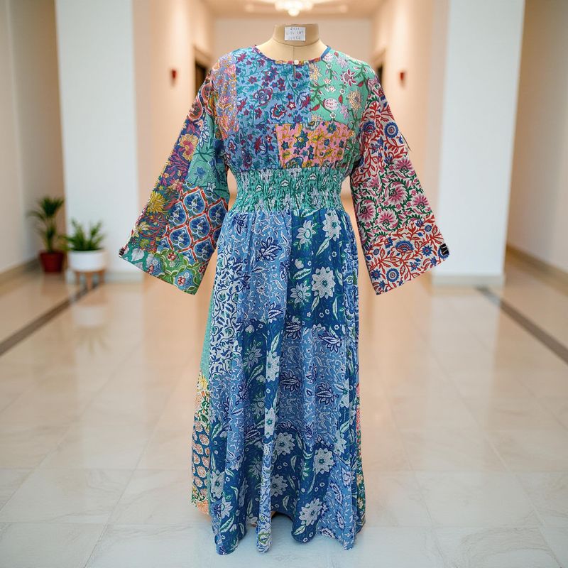 2XL/3XL Musira Printed Cotton Dress 57" Long Jalabiya