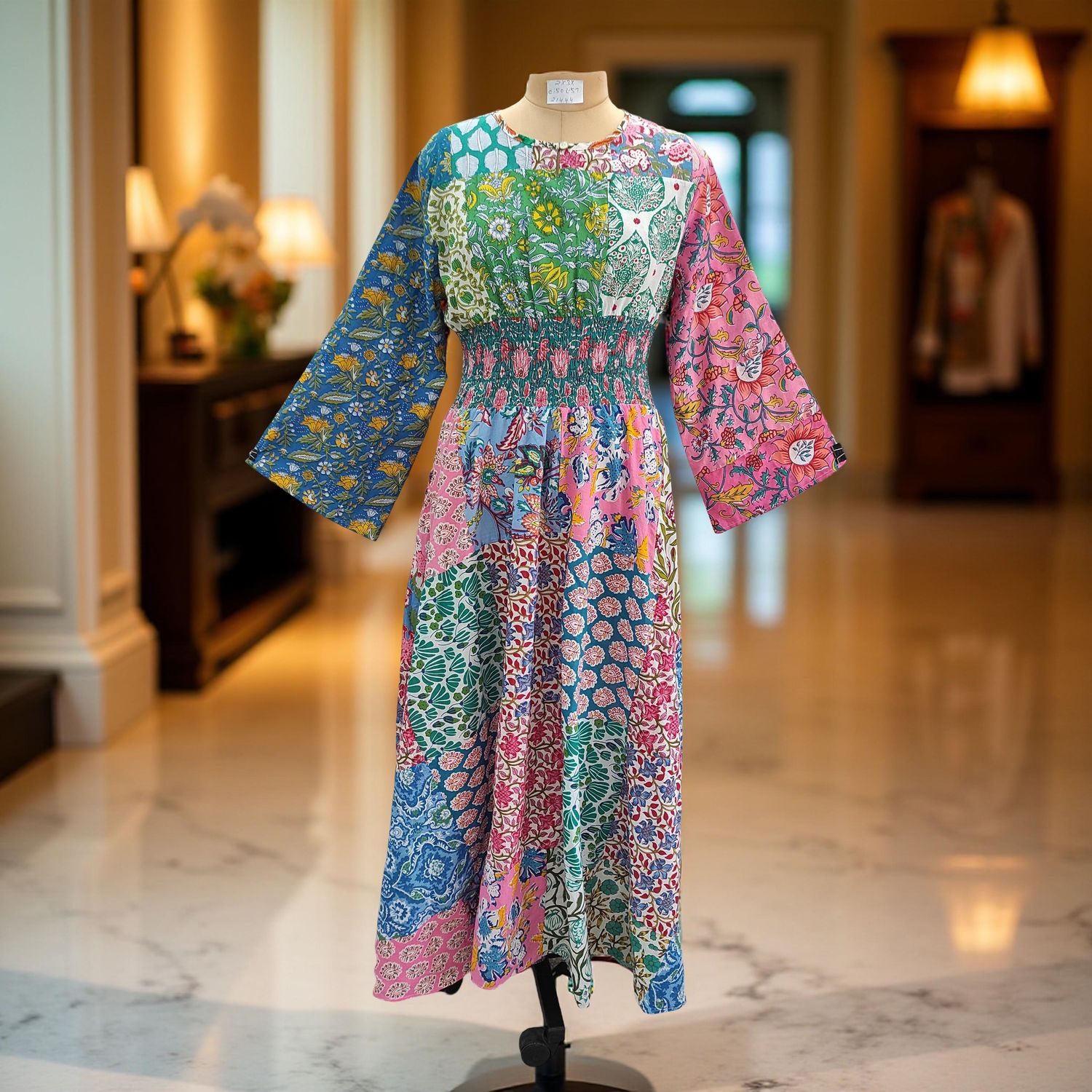 2XL/3XL Musira Printed Cotton Dress 57" Long Jalabiya