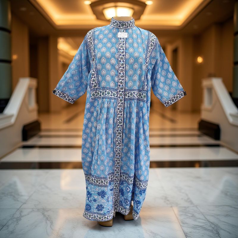 Free Size Faryat Printed Cotton  Dress 57" Long Jalabiya