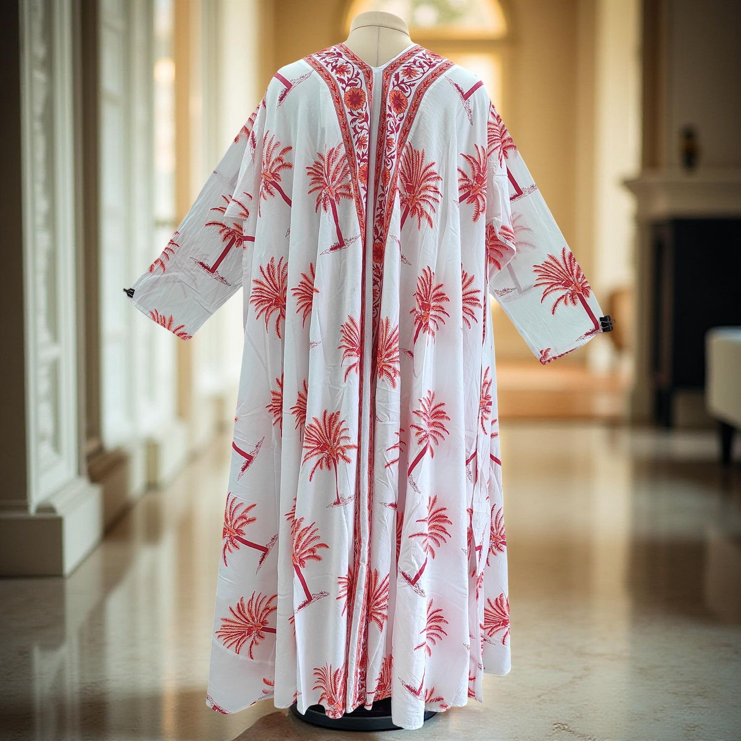 Free Size Special Printed Cotton Dress 57" Long Sleeves Jalabiya