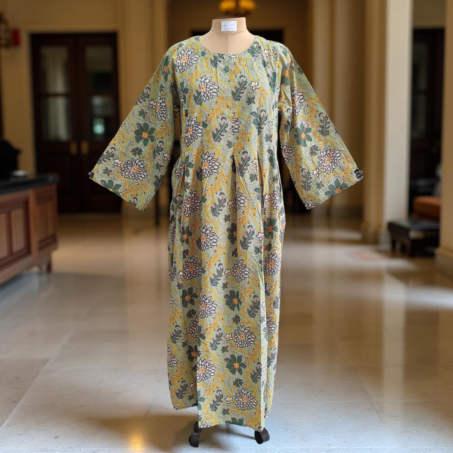 L/XL Ruby Printed Cotton Dress 57" Long Jalabiya