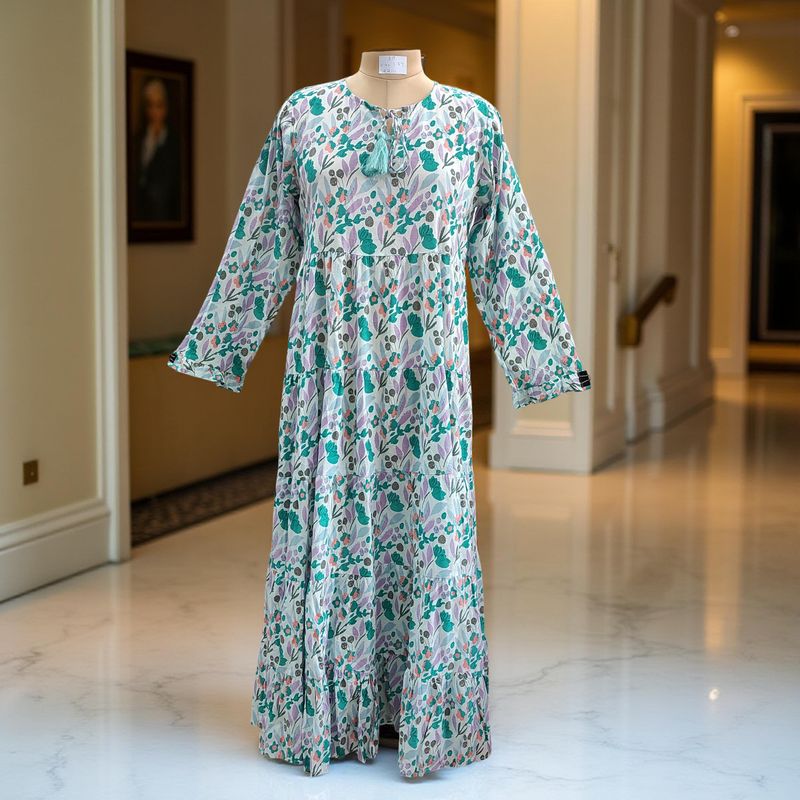 S/M Nobila Printed Cotton Dress 57" Long Jalabiya