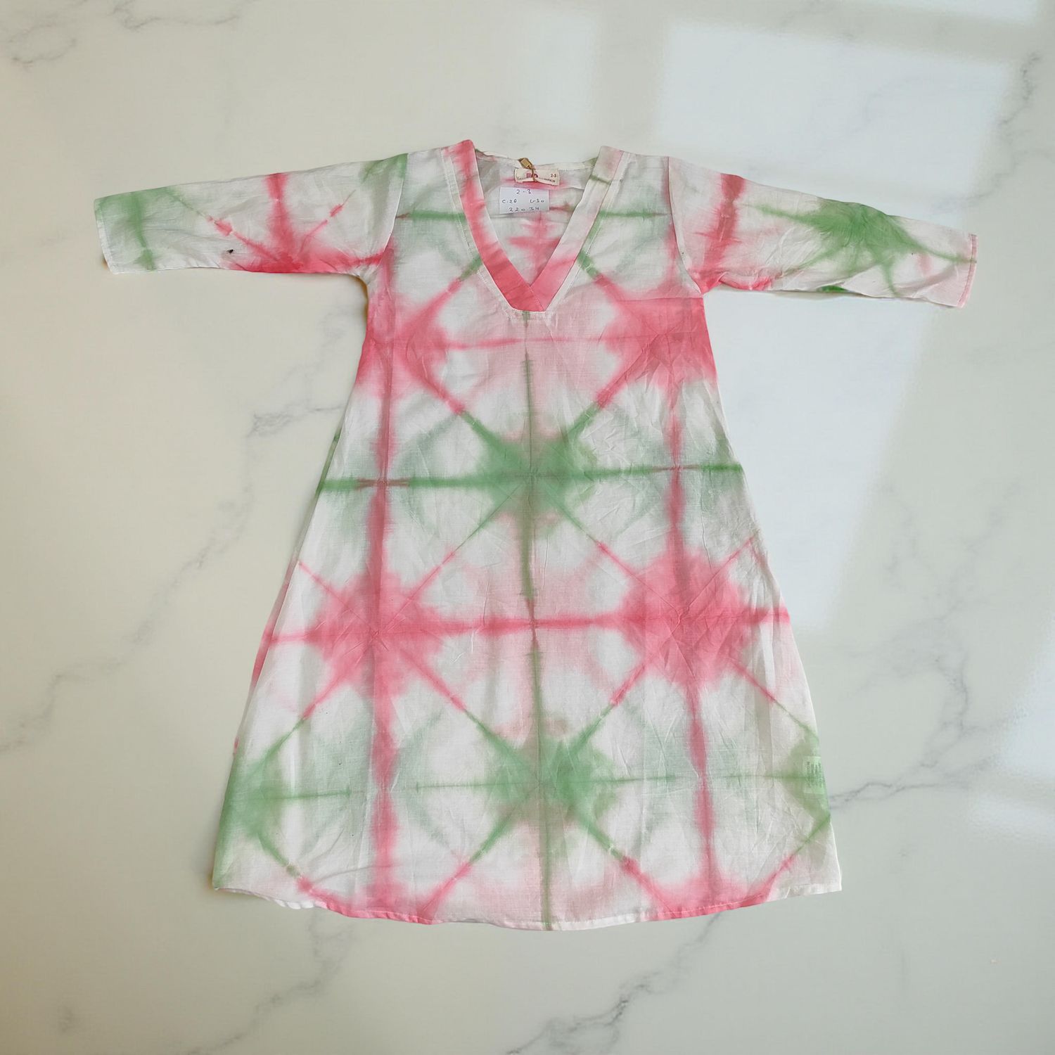 2-3  Year Teena Printed Cotton Dress 30'' Long Jalabiya