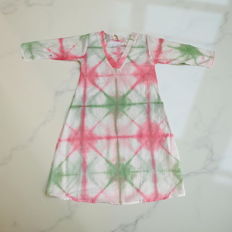 2-3  Year Teena Printed Cotton Dress 30'' Long Jalabiya