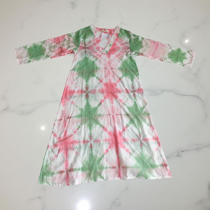 2-3  Year Teena Printed Cotton Dress 29'' Long Jalabiya