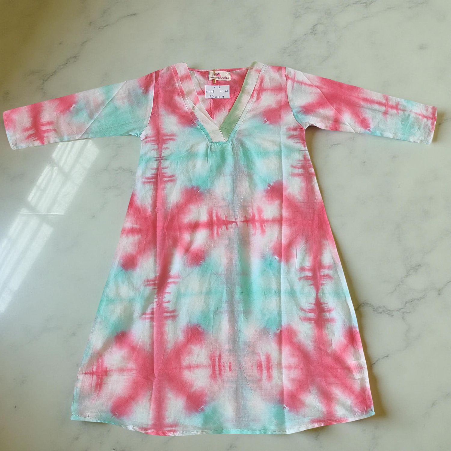 2-3  Year Teena Printed Cotton Dress 29'' Long Jalabiya