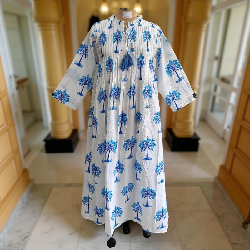 S/M Adeem Printed Cotton Dress 57" Long Jalabiya