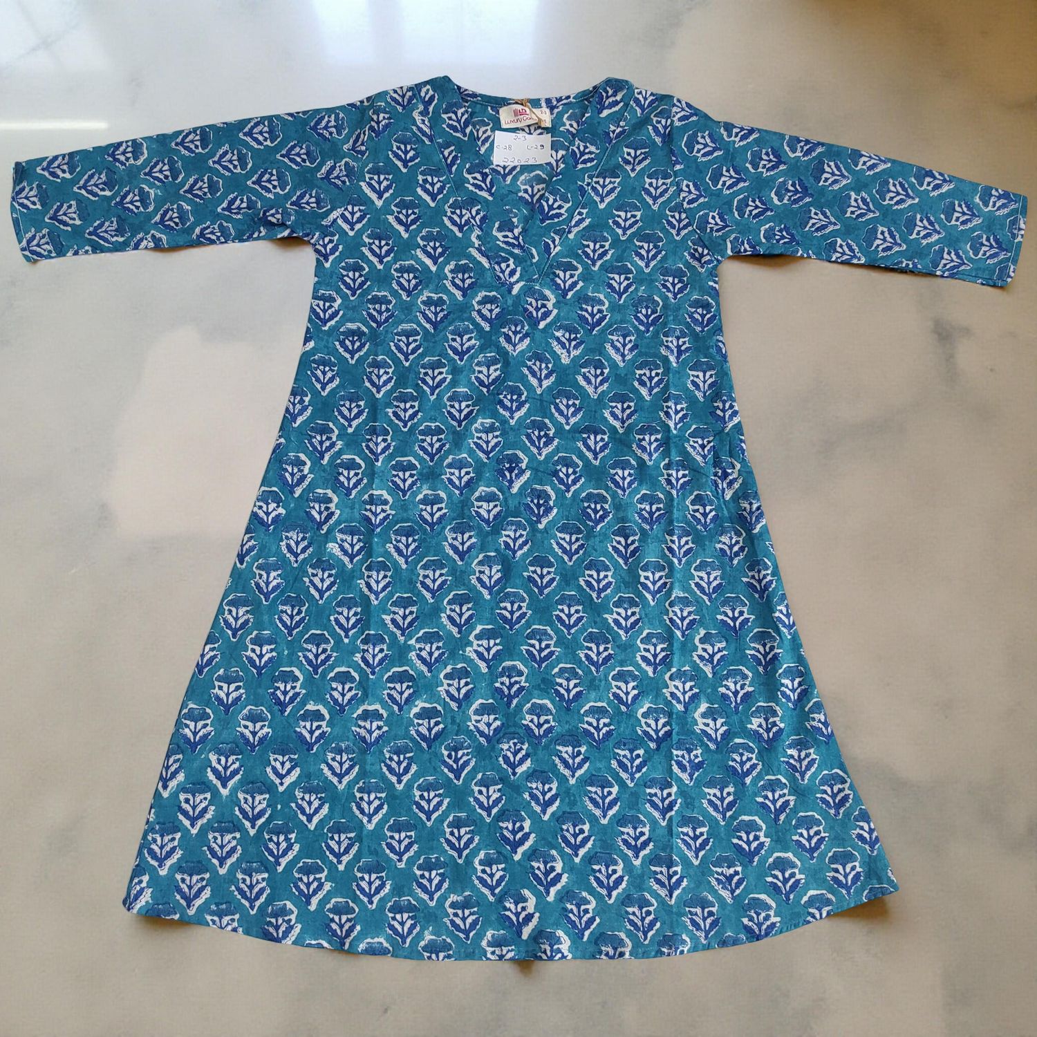 2-3  Year Teena Printed Cotton Dress 29'' Long Jalabiya