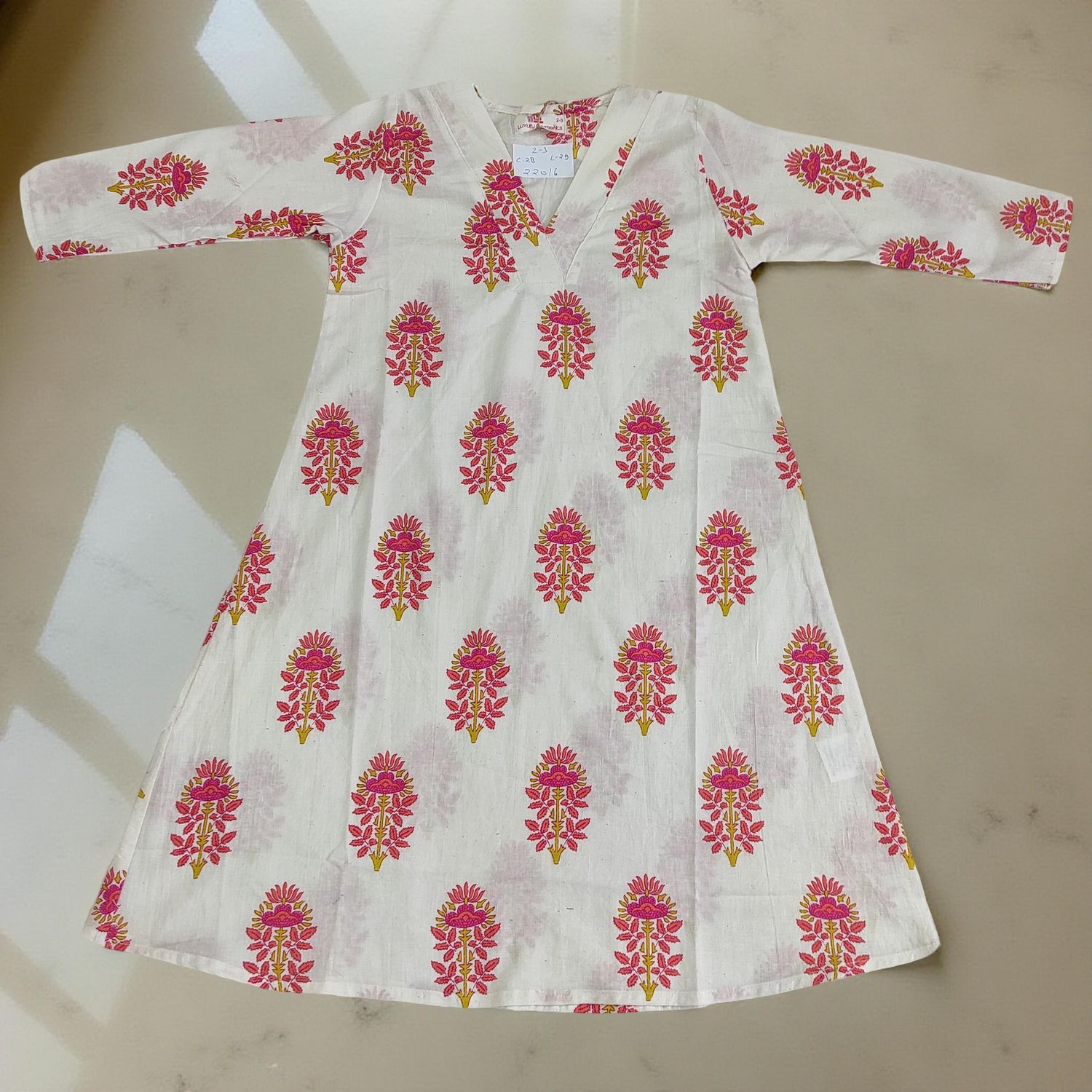 2-3  Year Teena Printed Cotton Dress 29'' Long Jalabiya