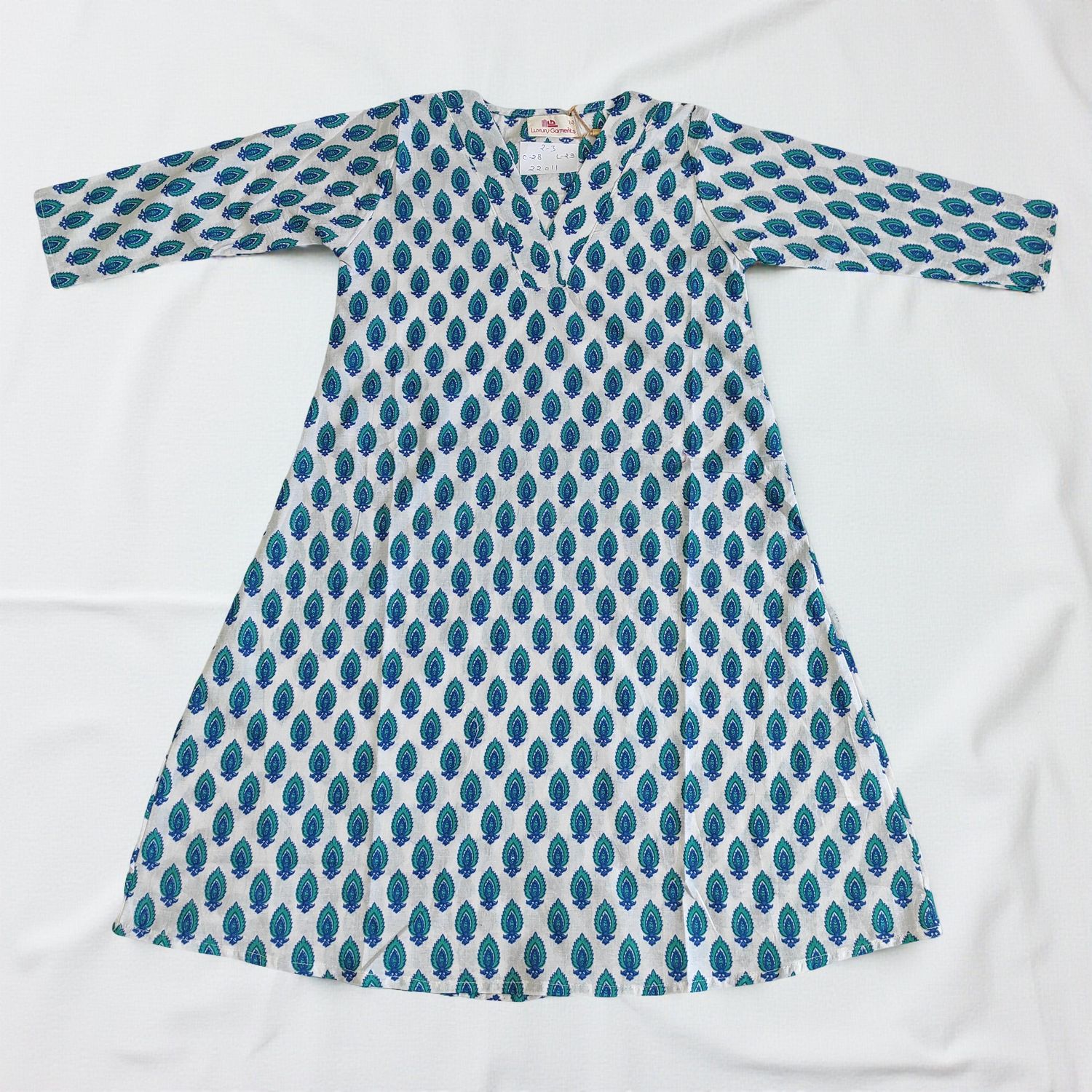 2-3  Year Teena Printed Cotton Dress 30'' Long Jalabiya