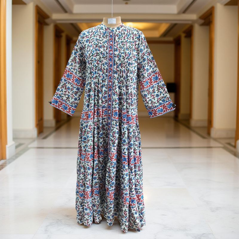 L/XL Special Printed Cotton Dress 57" Long Jalabiya