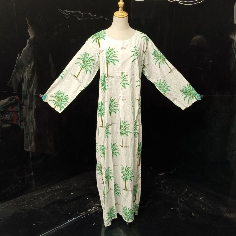 L/XL Ruby Printed Cotton Dress 57" Long Jalabiya