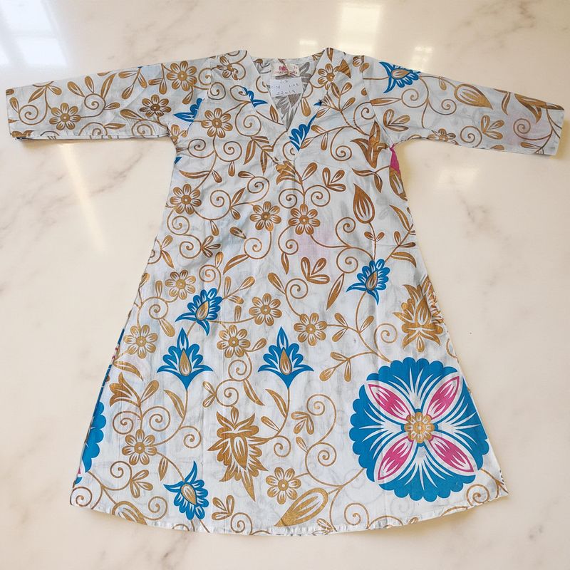 2-3  Year Teena Printed Cotton Dress 29'' Long Jalabiya