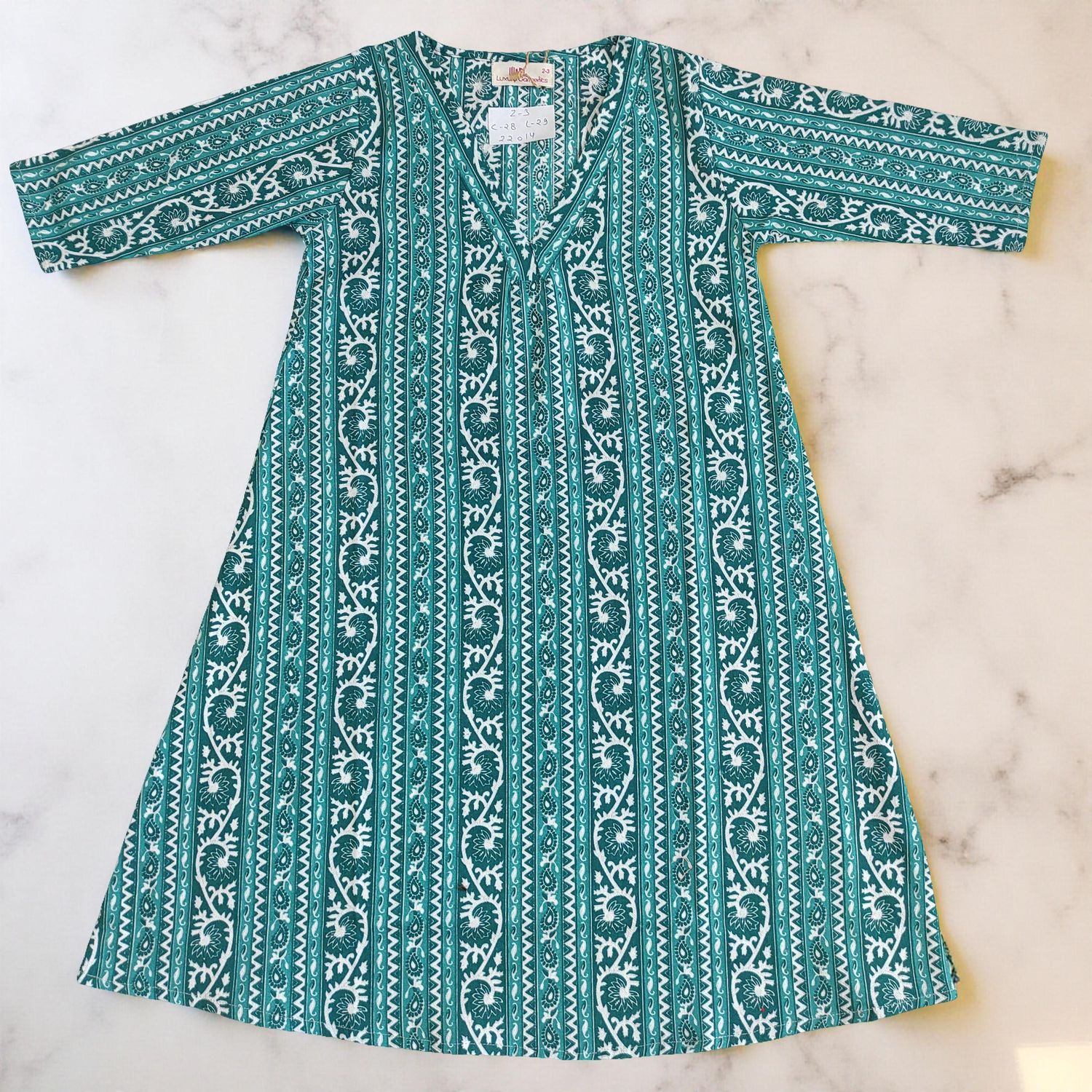 2-3  Year Teena Printed Cotton Dress 30'' Long Jalabiya