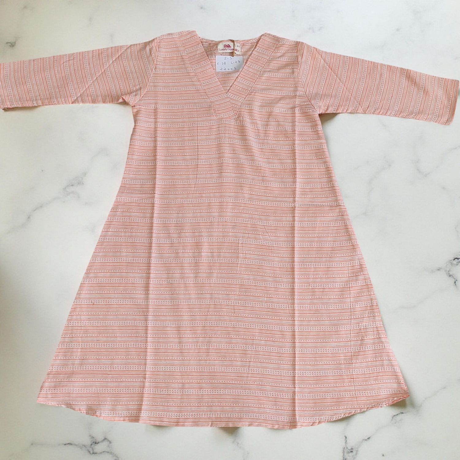 2-3  Year Teena Printed Cotton Dress 29'' Long Jalabiya