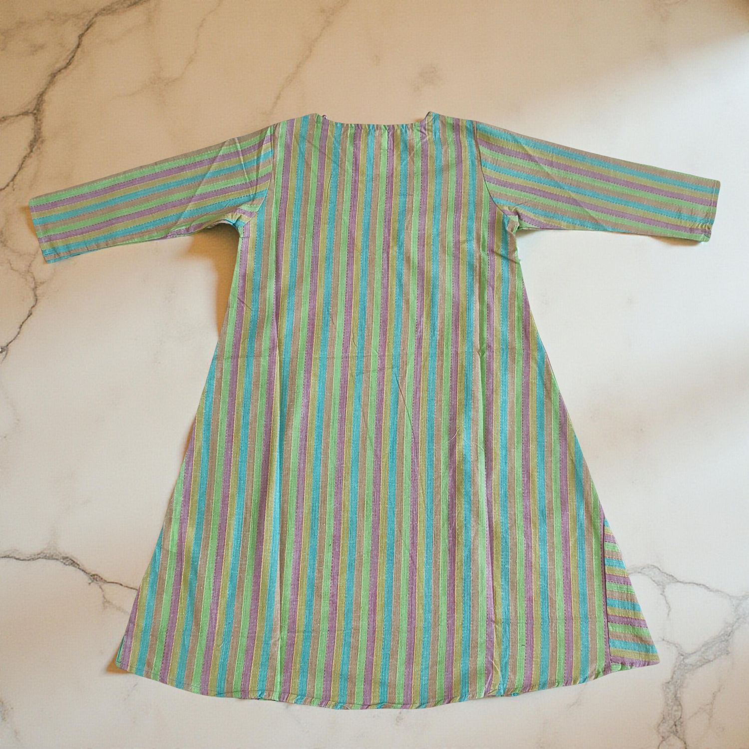 2-3 Year Teena Printed Cotton Girls Dress 29" Long Jalabiya