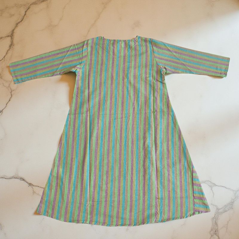 2-3 Year Teena Printed Cotton Girls Dress 29" Long Jalabiya