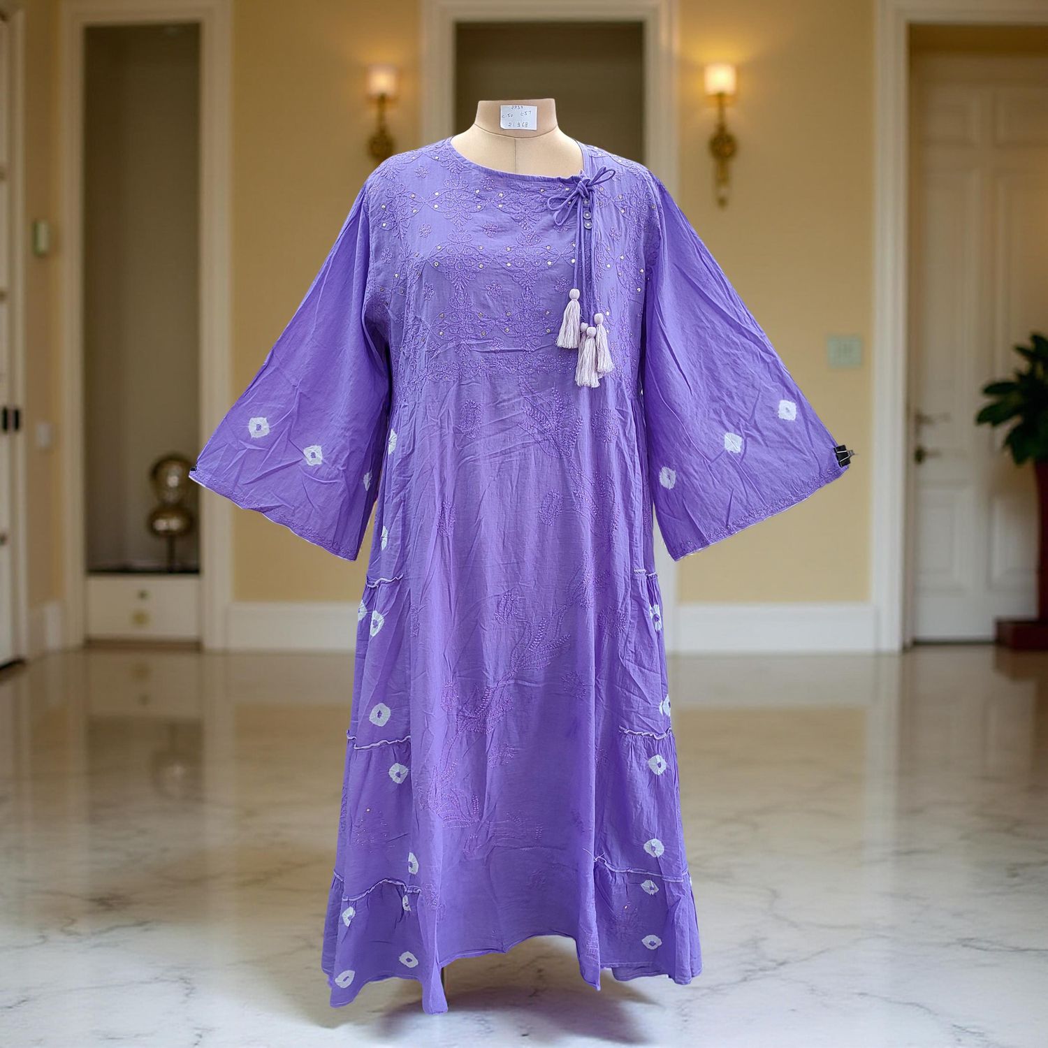 2XL/3XL Cindrella Tie Dye  Cotton Dress 57" Long Jalabiya