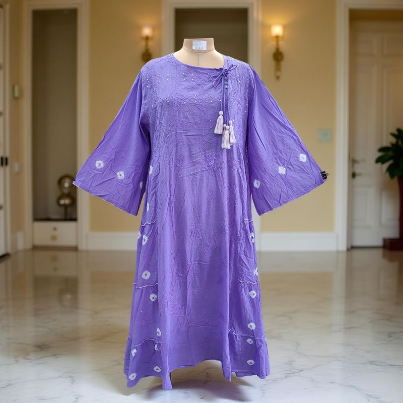 2XL/3XL Cindrella Tie Dye  Cotton Dress 57" Long Jalabiya