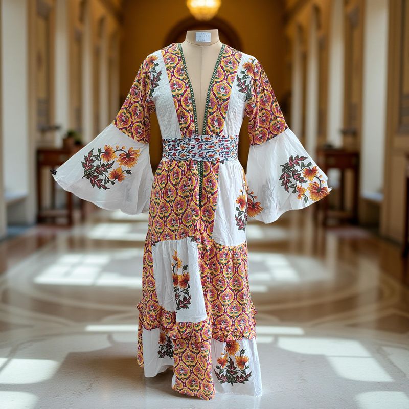 S/M Special Printed Cotton Dress 56" Long Jalabiya