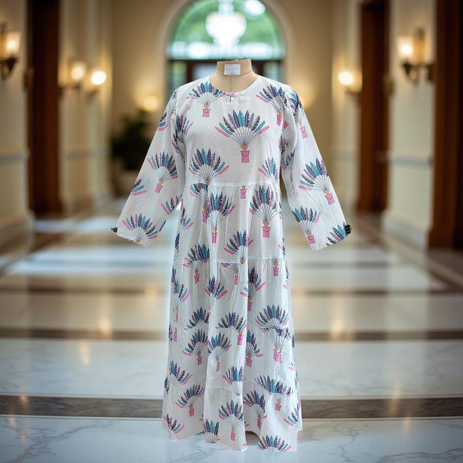 S/M Special Printed Cotton Dress 56" Long Jalabiya