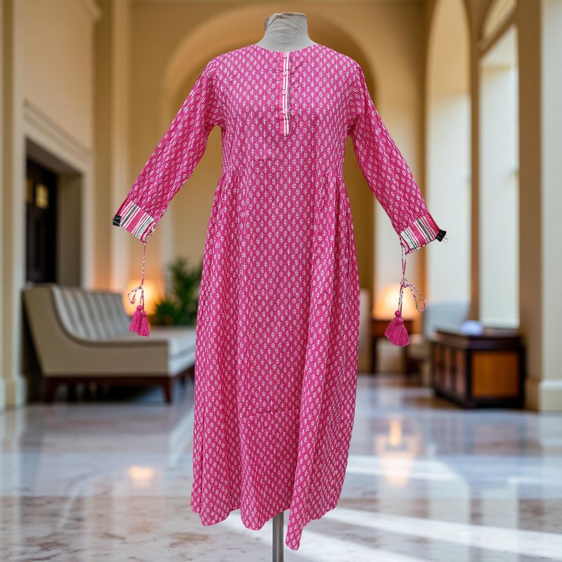 L/XL Jasmine Printed Cotton Dress 57"Long Jalabiya