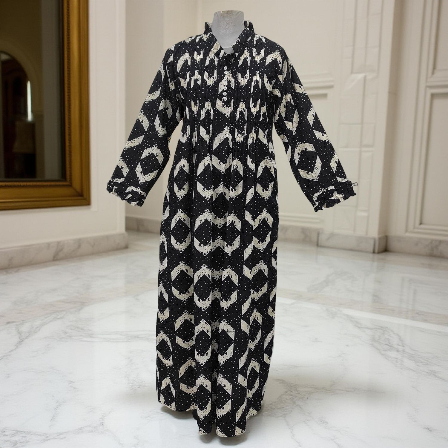 XS/S Sparrow Printed Cotton Dress 54'' Long Jalabiya