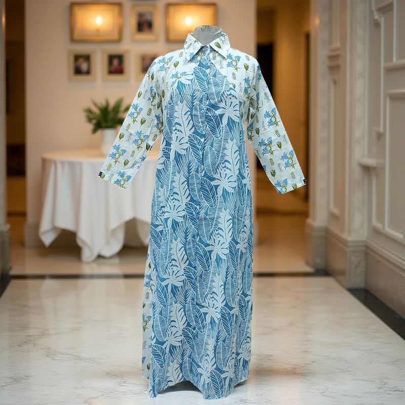 XS/S Honey Printed Cotton Dress Long 54" Jalabiya