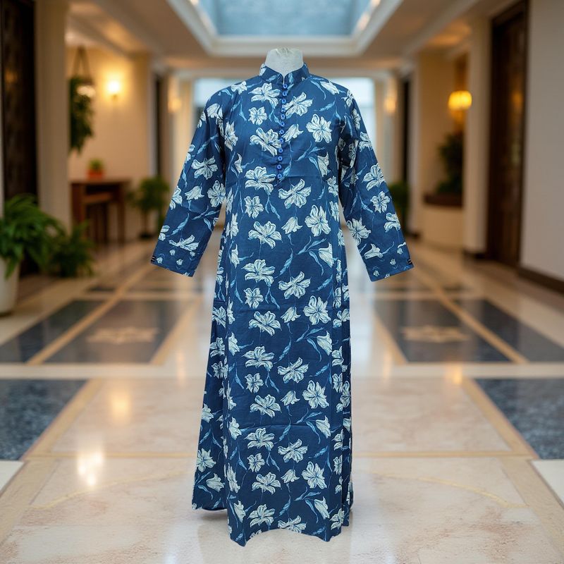 S/M Sofi Printed Cotton Dress 56" Long Jalabiya