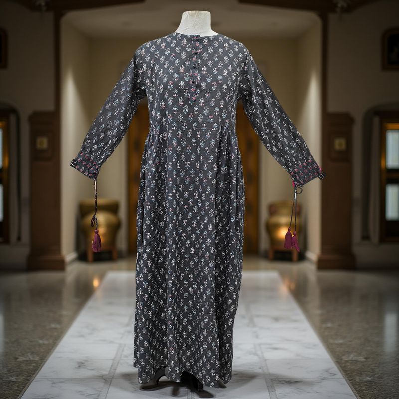 S/M Jasmine Printed Cotton Dress 57"Long Jalabiya