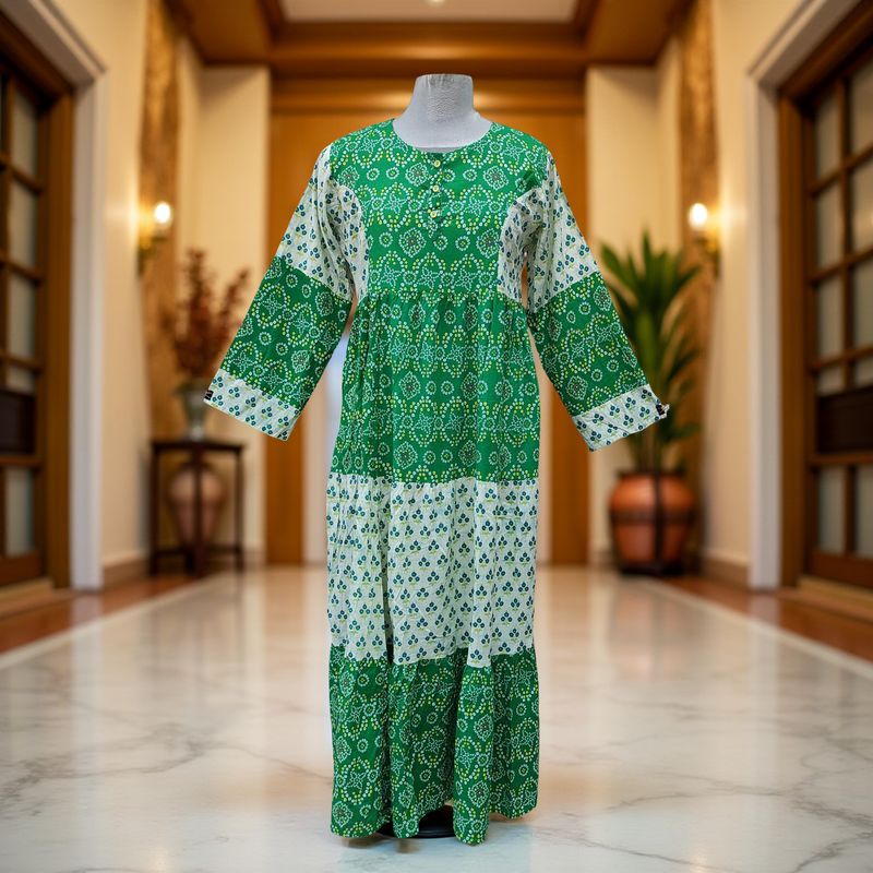 XS/S Juhi Printed Cotton Dress 54" Long Jalabiya