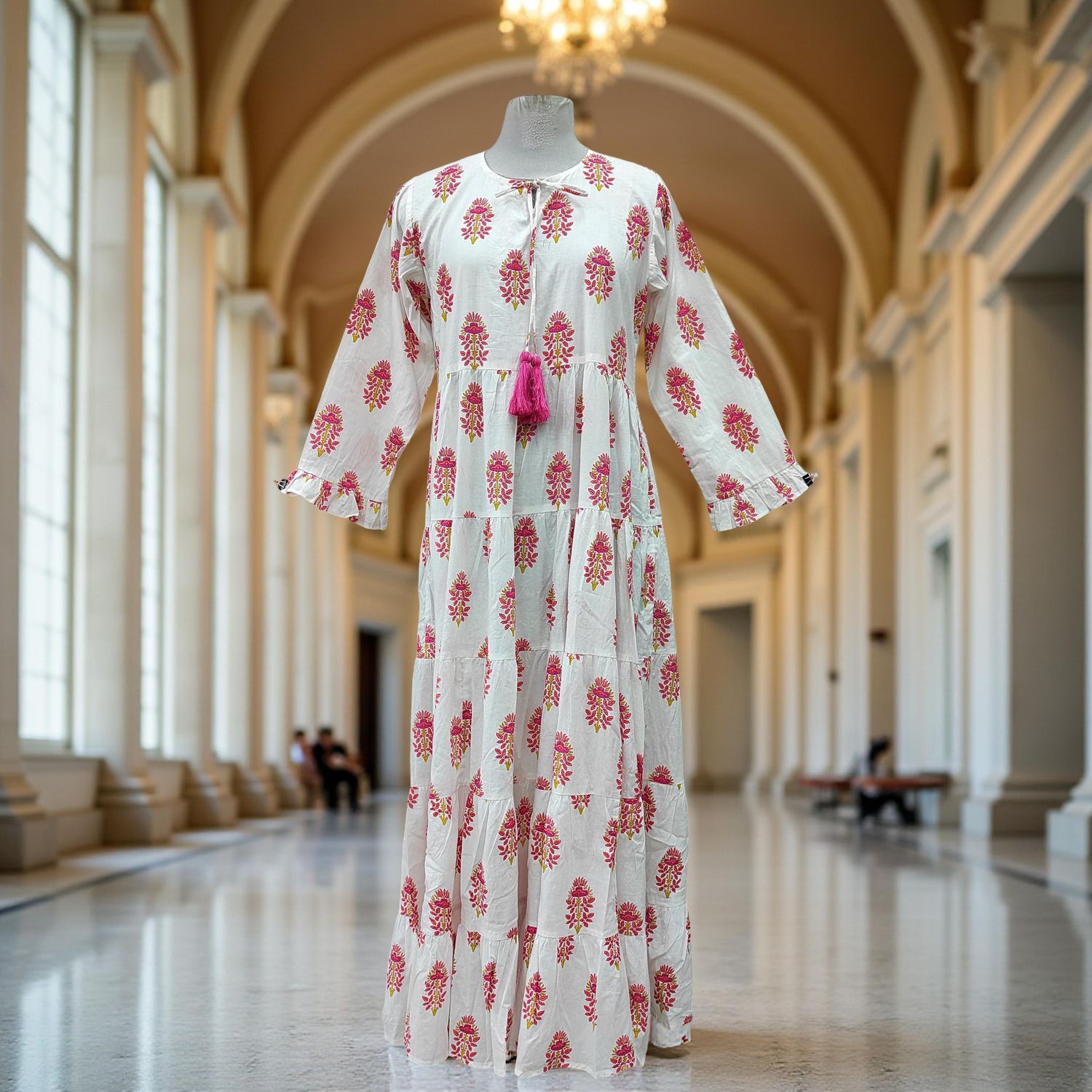 2XL/3XL Razia Printed Cotton Dress 57" Jalabiya