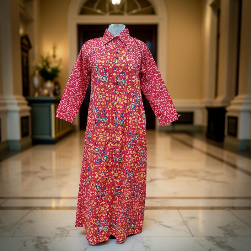 S/M Honey Printed Cotton Dress Long 57" Jalabiya