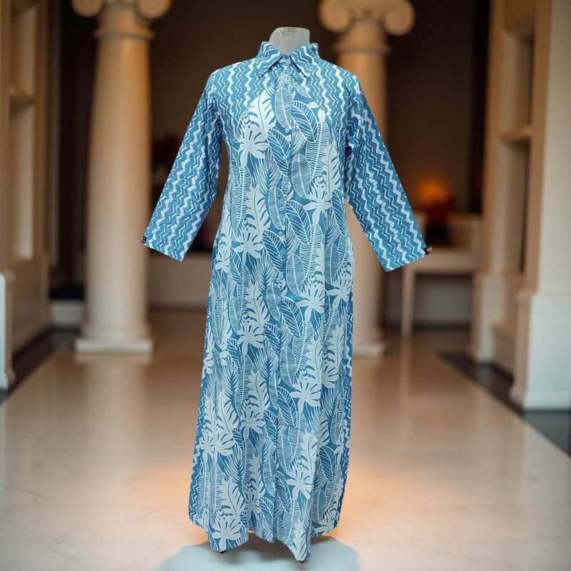 S/M Honey Printed Cotton Dress Long 57" Jalabiya