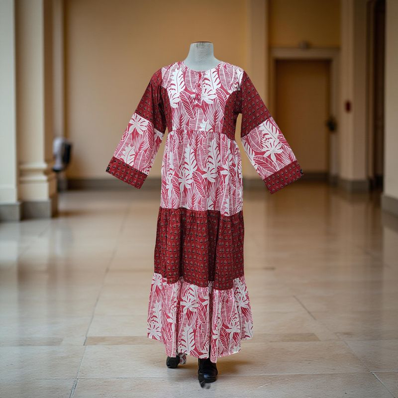 2XL/3XL Juhi Printed Cotton Dress 57" Long Jalabiya