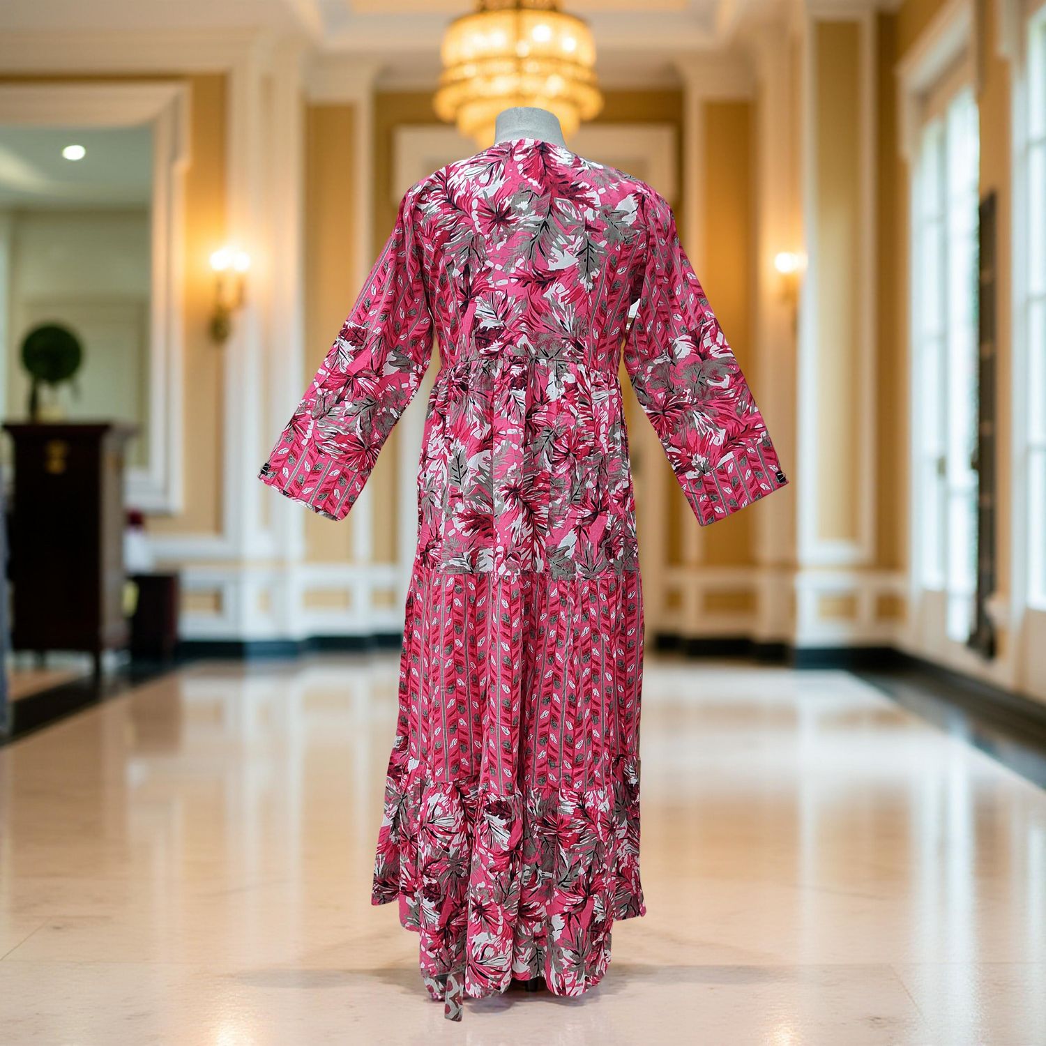 2XL/3XL Juhi Printed Cotton Dress 57" Long Jalabiya