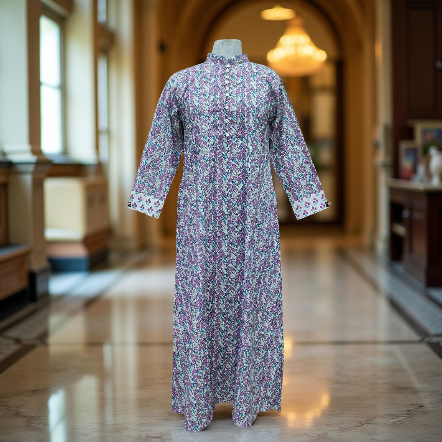 XS/S Sofi Printed Cotton Dress 54" Long Jalabiya